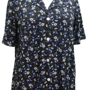 Blouse adaptée 1-1463 Fleuri marine