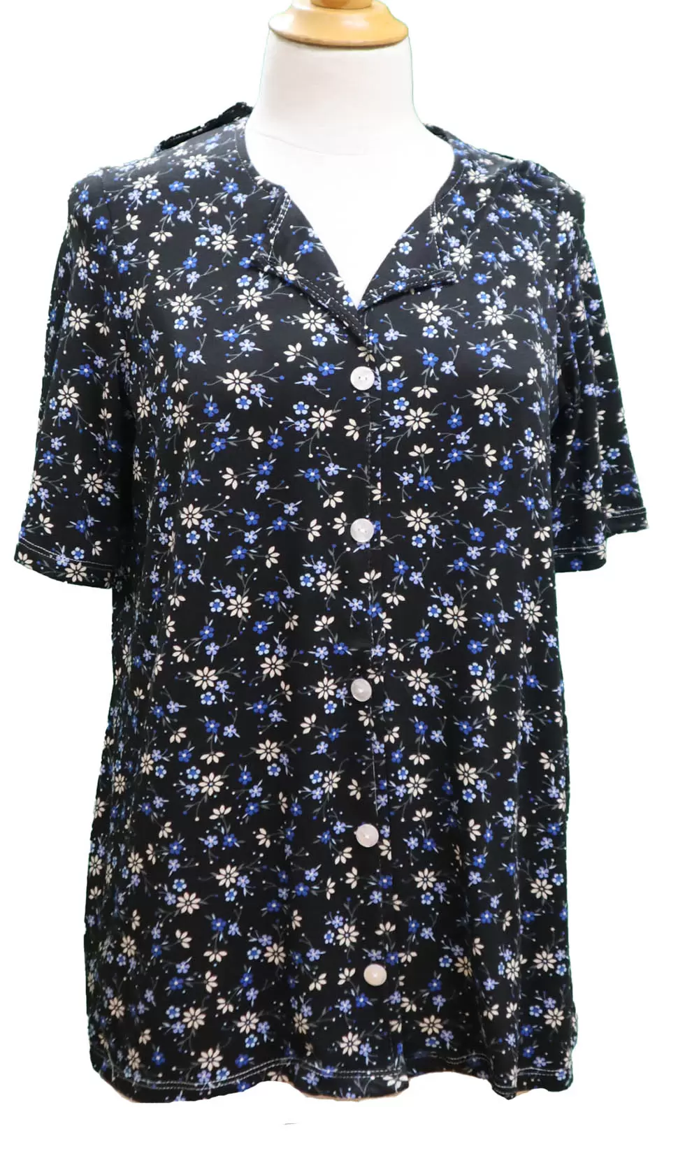 Blouse adaptée 1-1463 Fleuri marine