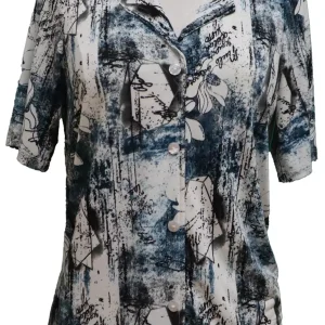 Blouse adaptée 1-1463 -Gris/Bleu-
