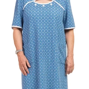 Robe Adaptée avec Boutons Décoratifs Bleu Royal