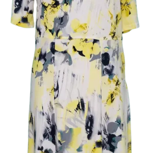 Robe Adaptée Style 1-4701 – blanc fleuri jaune