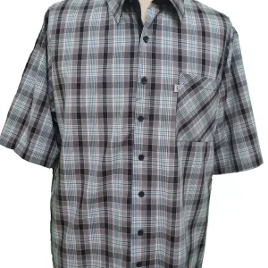 Chemise Adaptée à Carreaux 1-5160 -Turquoise/Blanc-