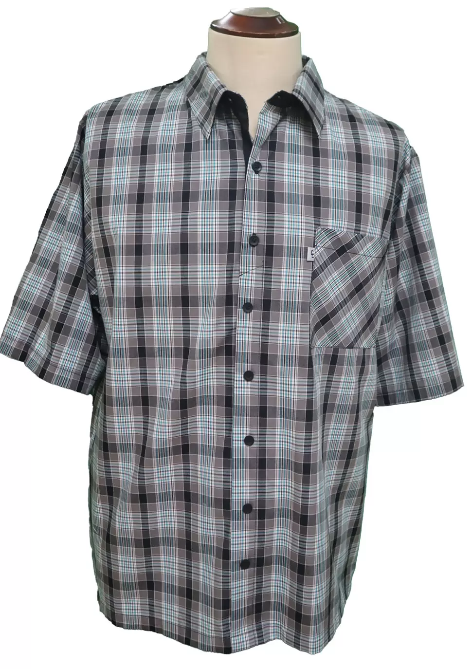 Chemise Adaptée à Carreaux 1-5160 -Turquoise/Blanc-