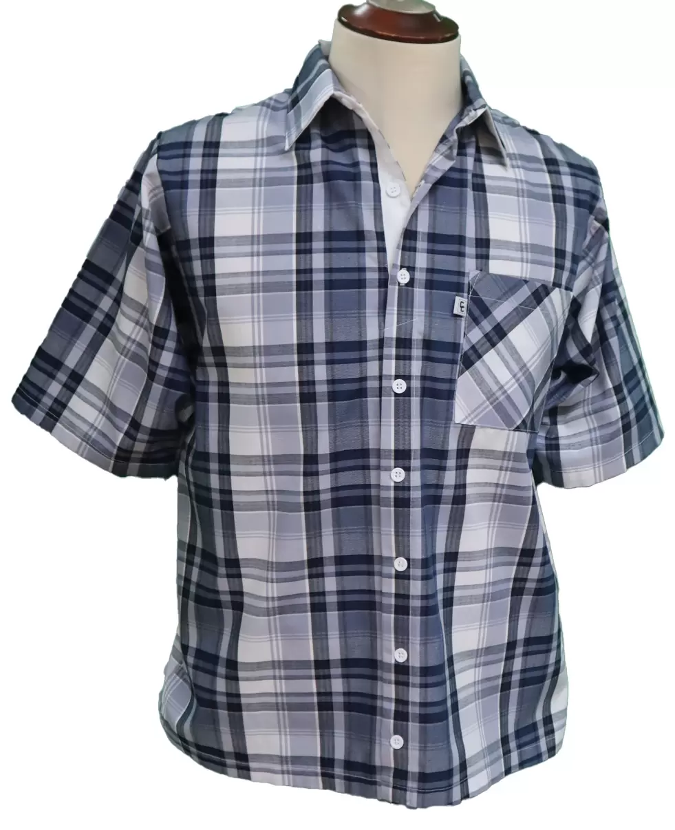 Chemise Adaptée 1-5160 Carreaux Marine