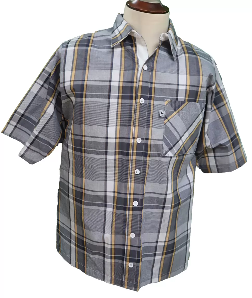Chemise Adaptée 1-5160 Carreaux Caramel et Gris