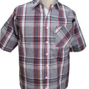Chemise Adaptée 1-5160 Carreaux Rouge et Gris