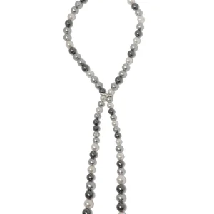 Collier de perles grises et blanches, strass Swarovski - Melissa Kandiyoti