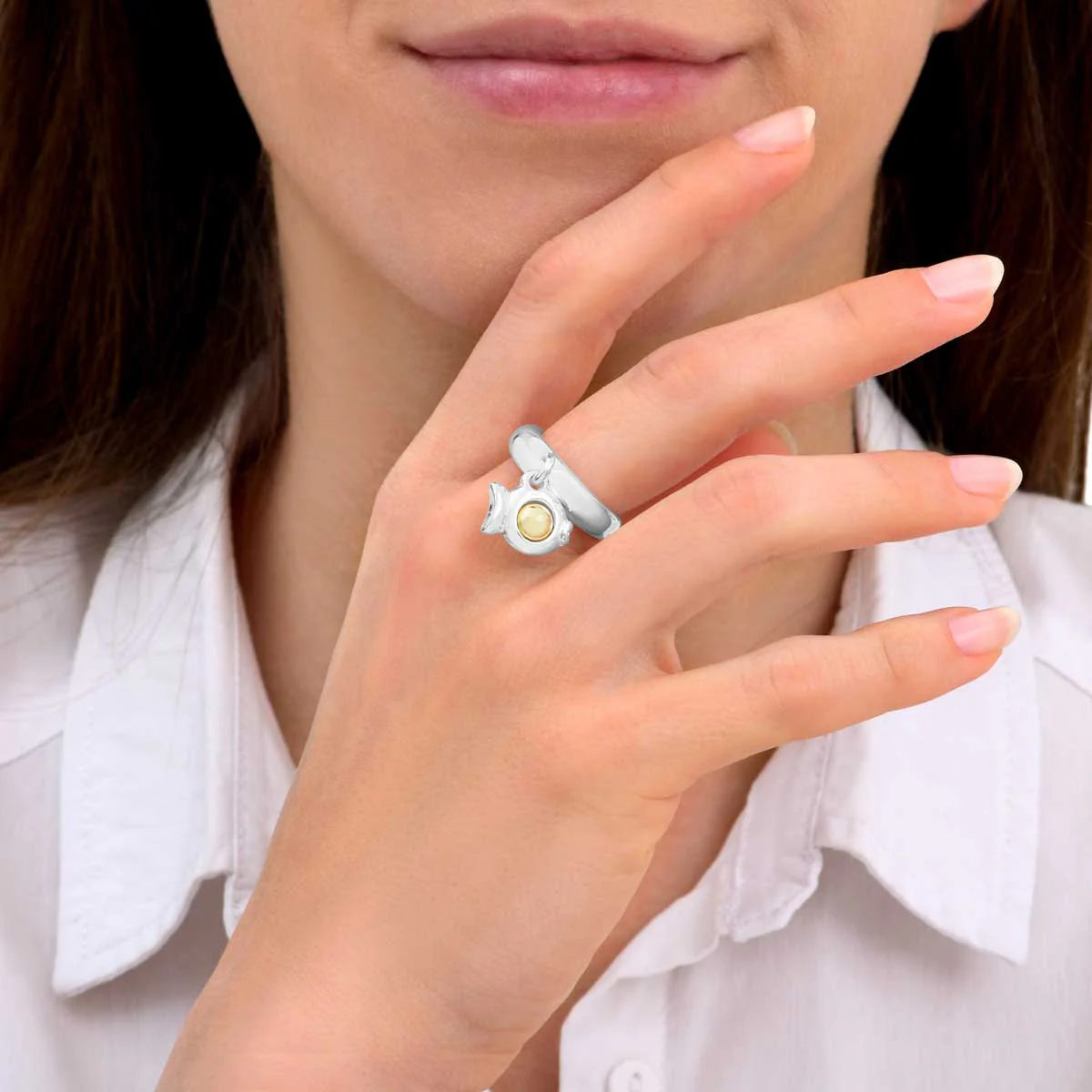 Bague Pampille Poisson Boule Dorée – Image 2