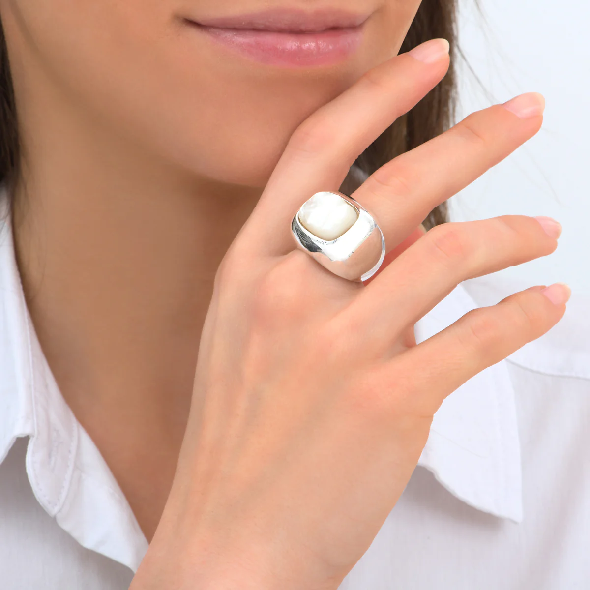 Chevalière Médicis Argent & Nacre – Image 2