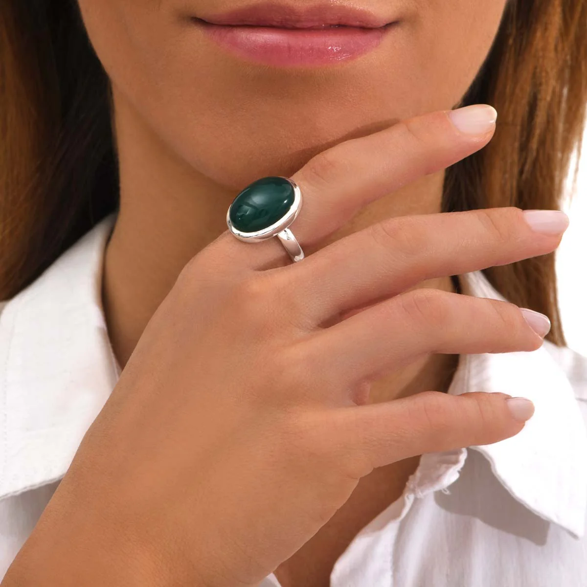 Bague Cabochon Agate Verte Grace – Image 2