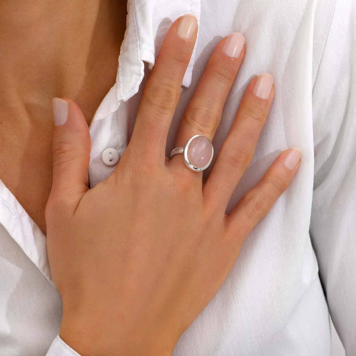 Bague Cabochon Quartz Rose Grace – Image 2