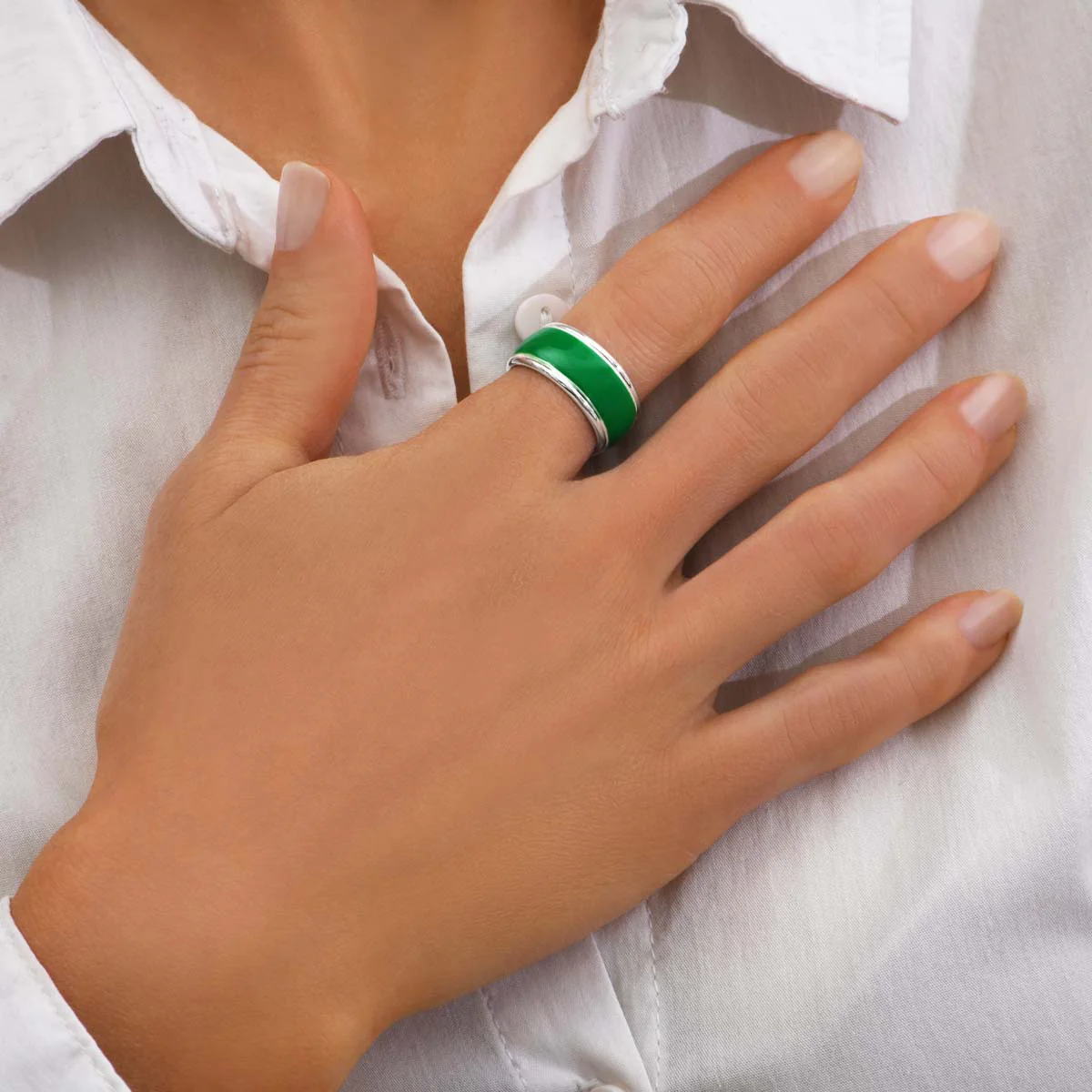 Bague Email Vert Grace – Image 2