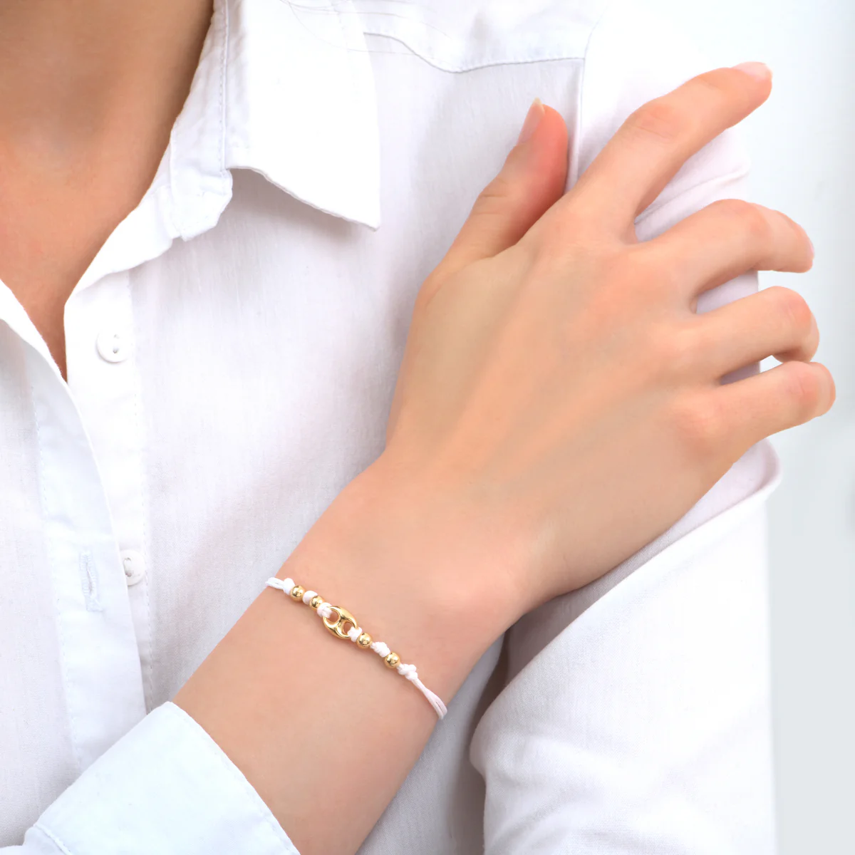 Bracelet Lien Grain de Café Doré – Image 3