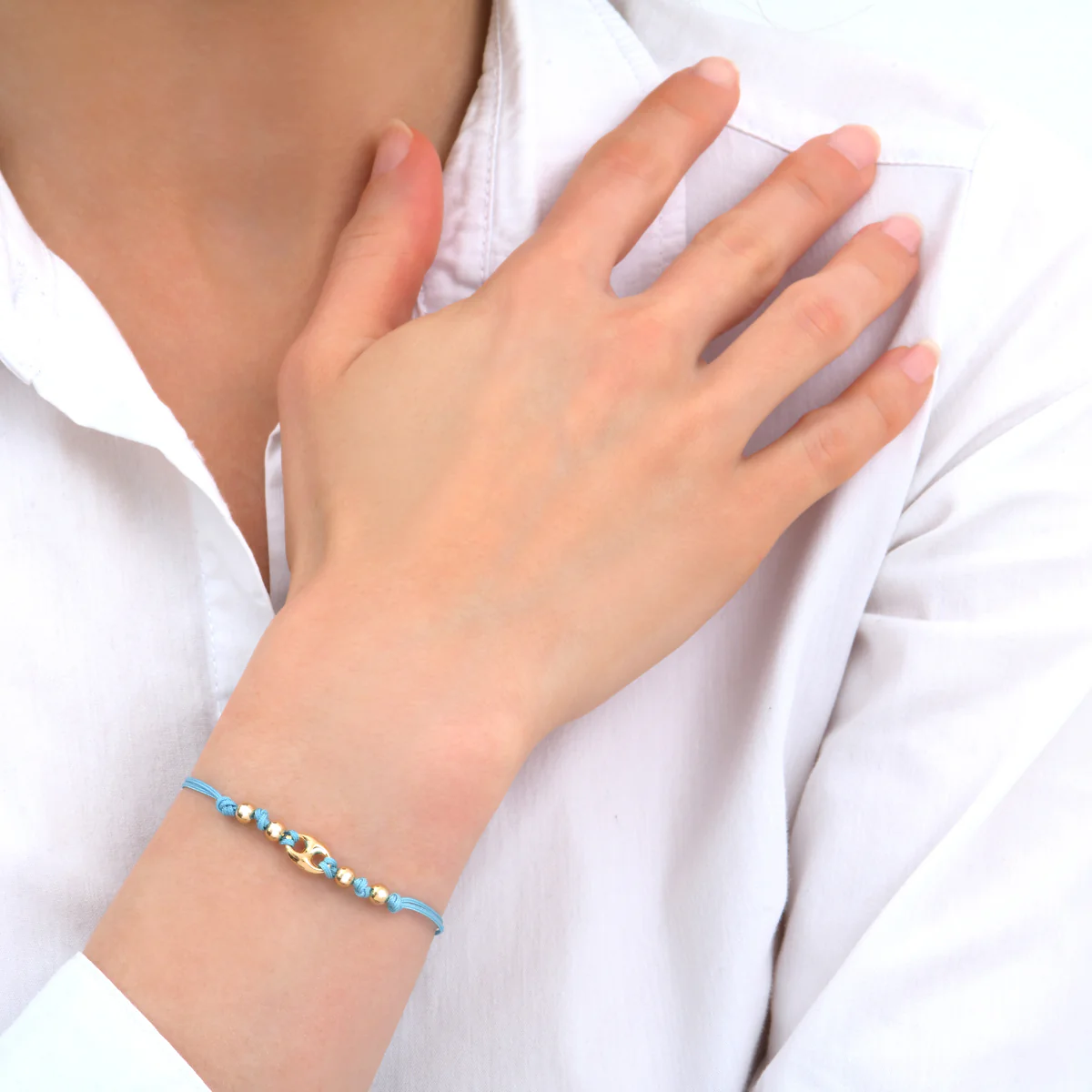 Bracelet Lien Grain de Café Doré – Image 2