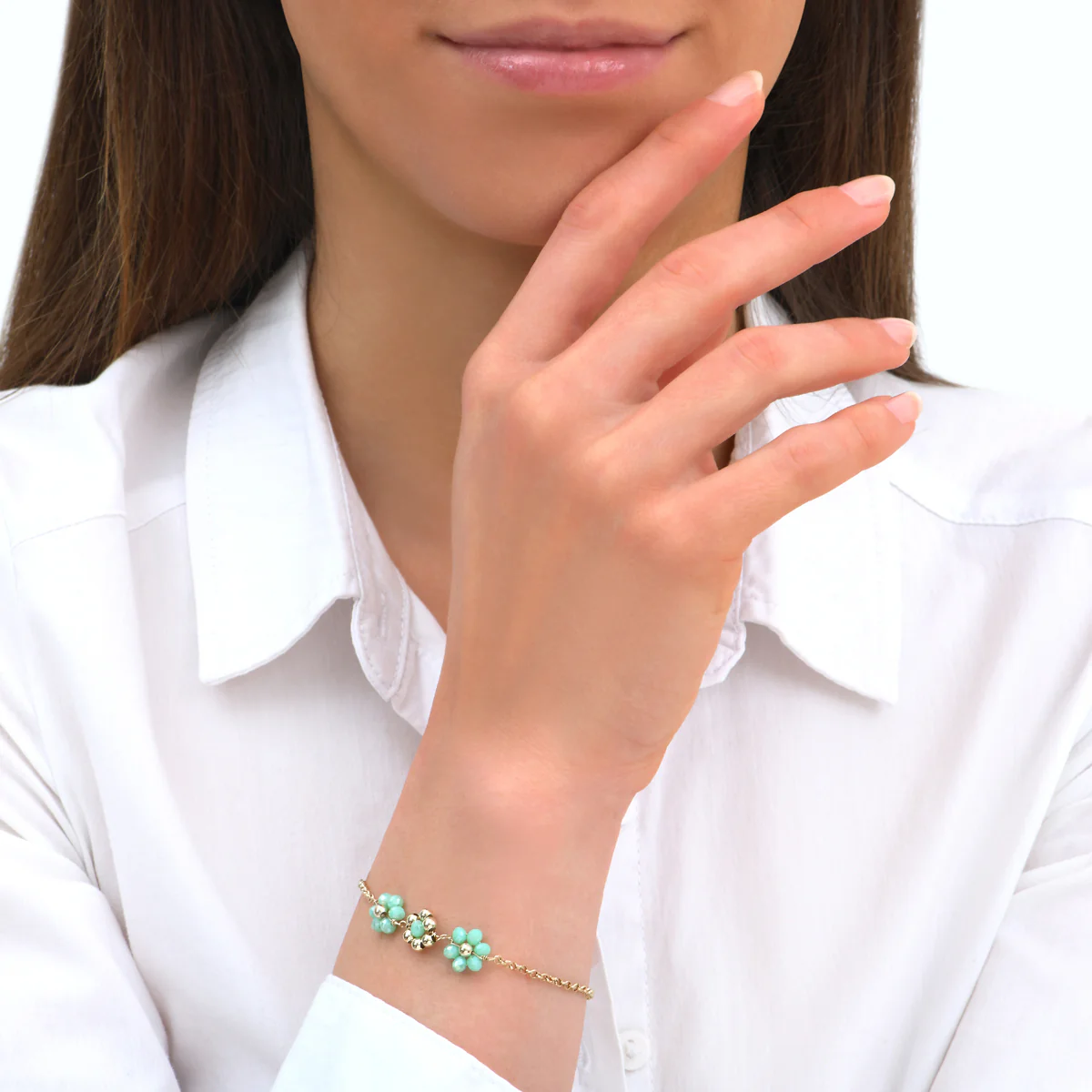 Bracelet Lilia Trois Fleurs Doré – Image 3