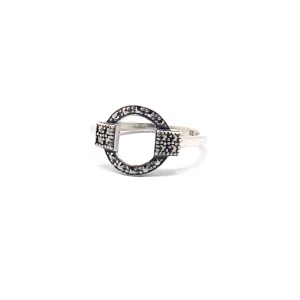 Bague art déco Cercle en argent et marcassites