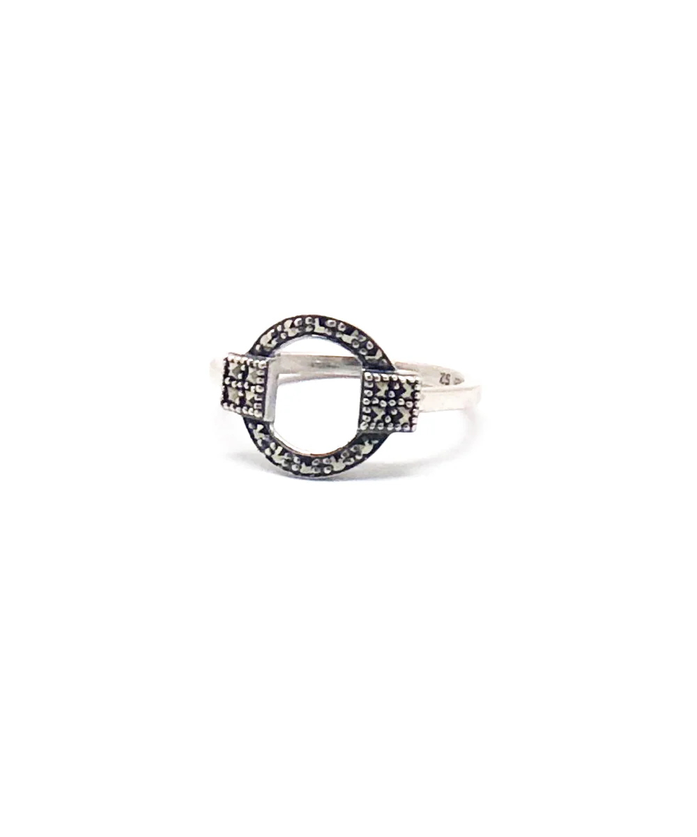 Bague art déco Cercle en argent et marcassites