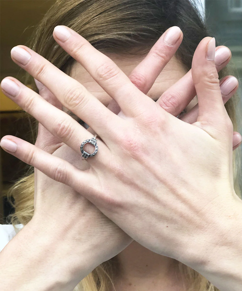 Bague art déco Cercle en argent et marcassites – Image 3