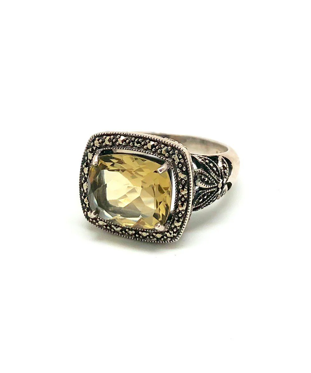 Bague art deco quartz lemon
