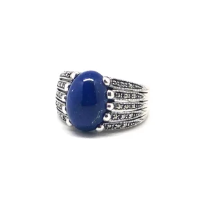 Bague lapis lazuli art déco en argent 925 et marcassites