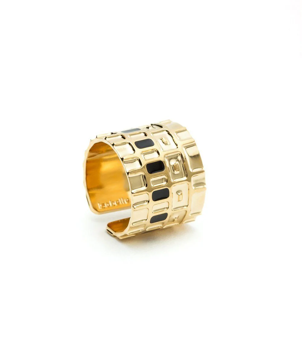 Bague large Gearing dorée - Isabelle Michel