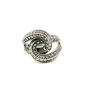 Bague noeud argent et marcassites style art déco