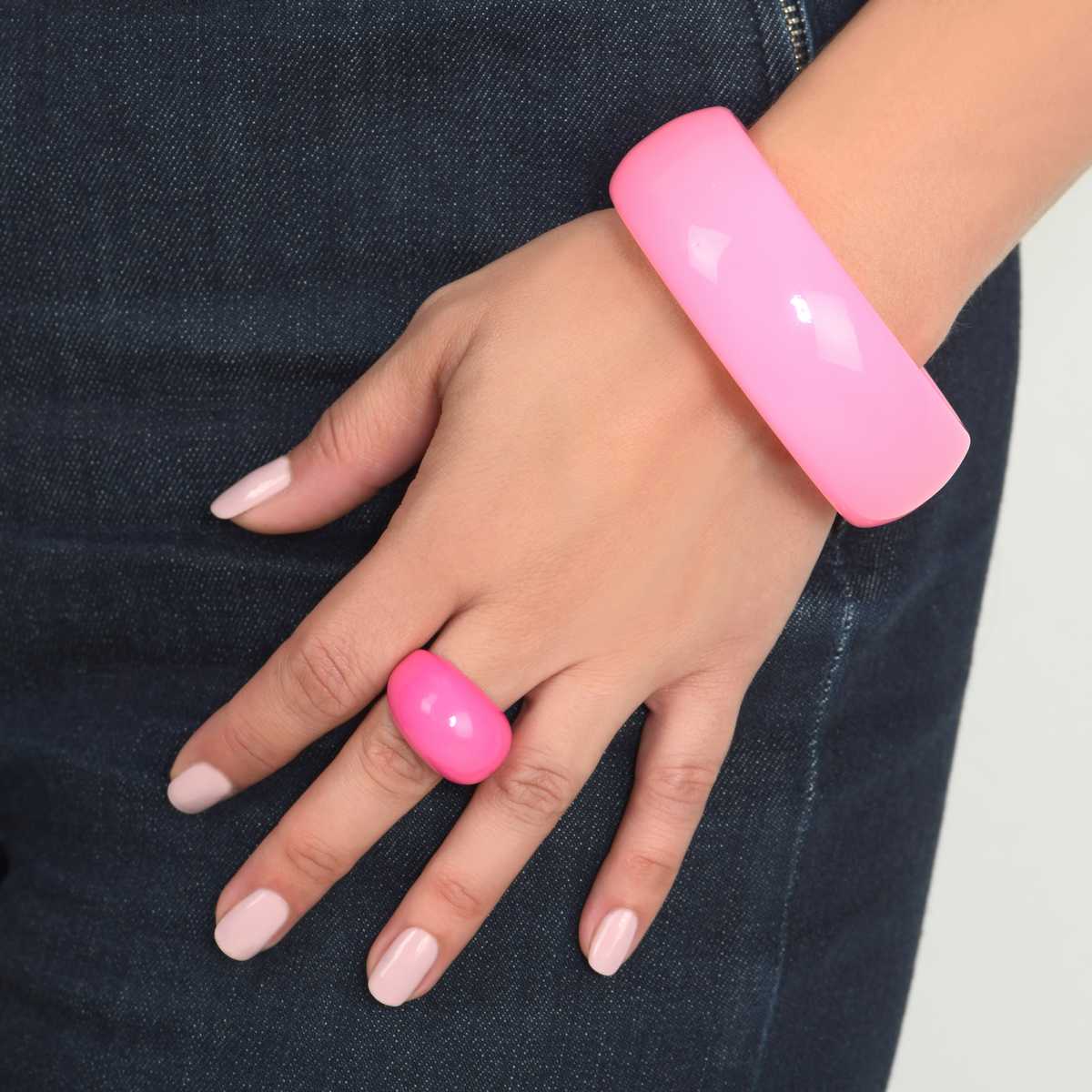 Bague Lara en Lucite rose – Image 2