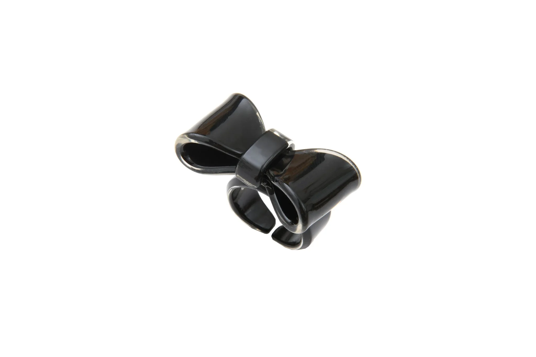 Bague Maia taille ajustable en acétate noir – Image 5