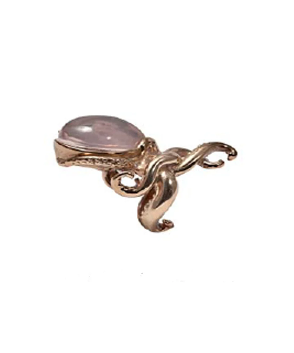 Bague Quartz rose pieuvre en bronze - Bernard Delettrez