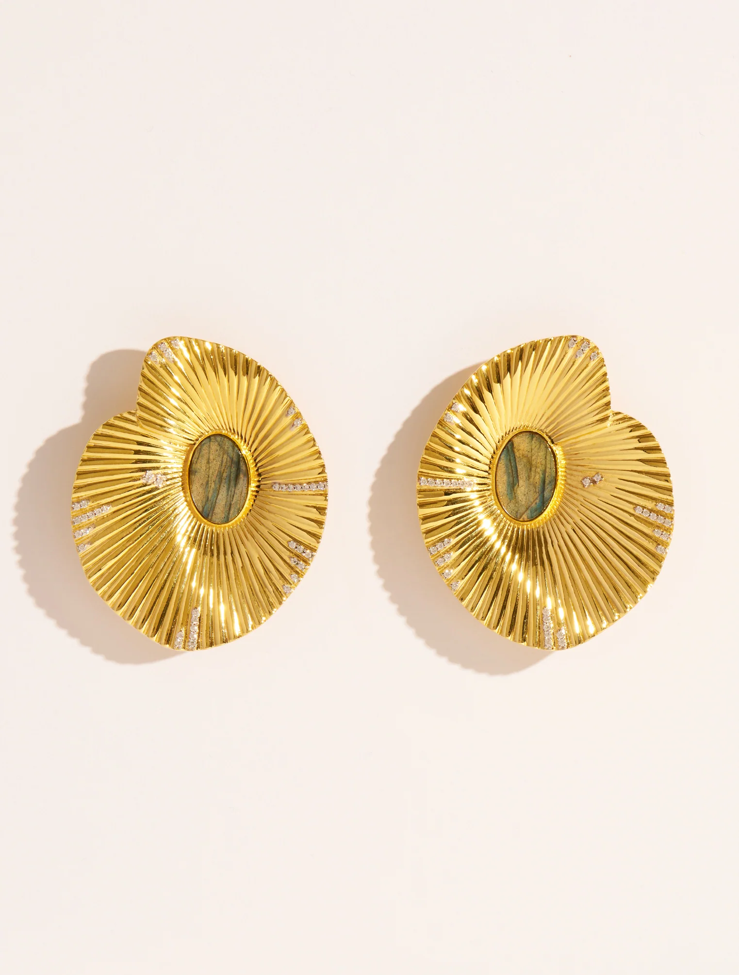 Boucles d'oreilles coquillage - Labradorite