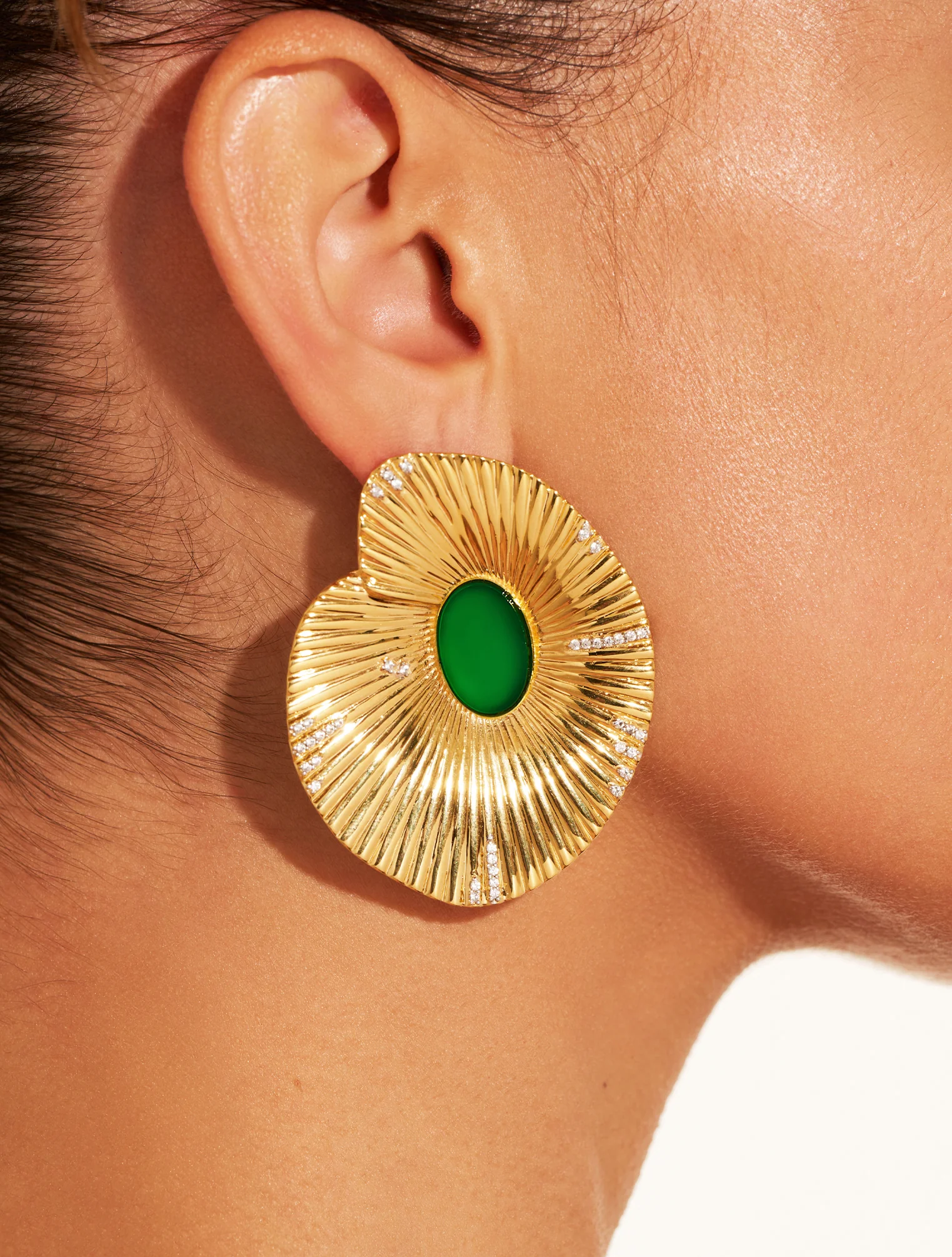 Boucles d'oreilles coquillage - Onyx vert – Image 2