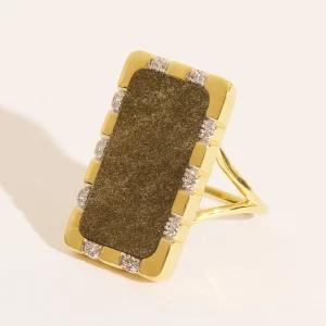 Bague Bianca - Obsidienne dorée