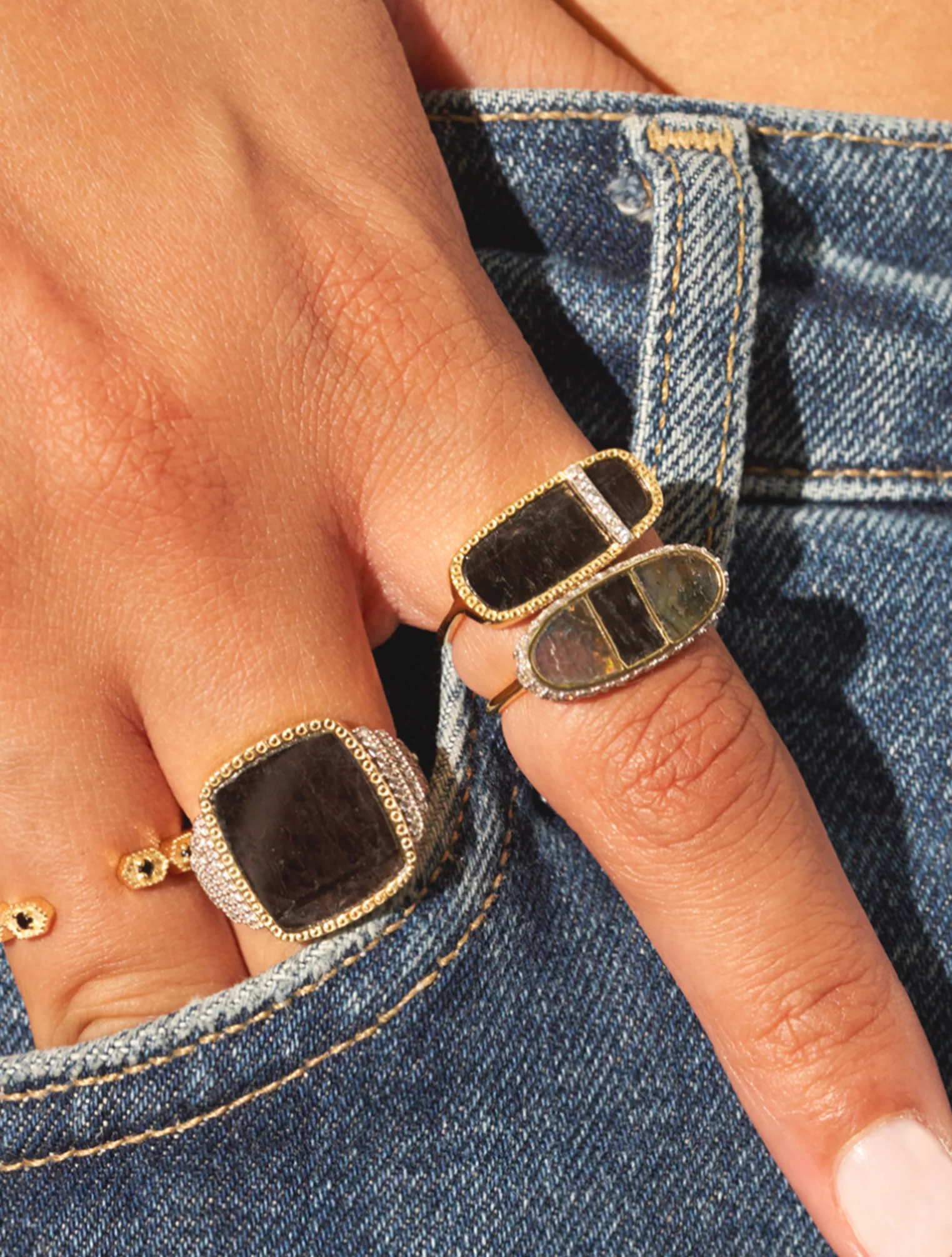 Bague Izy 3 - Onyx Texturé – Image 3