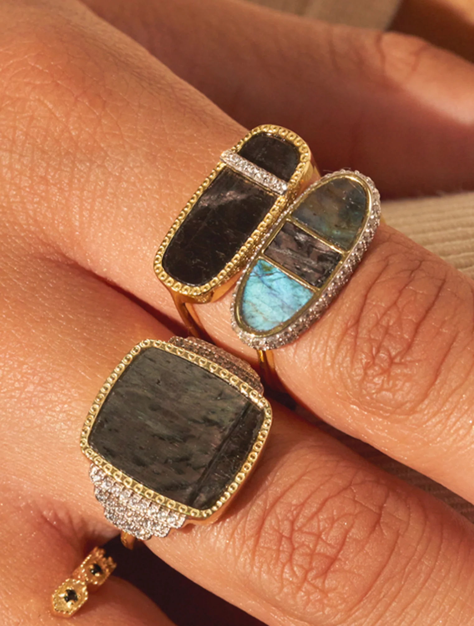 Bague Izy 3 - Onyx Texturé – Image 4