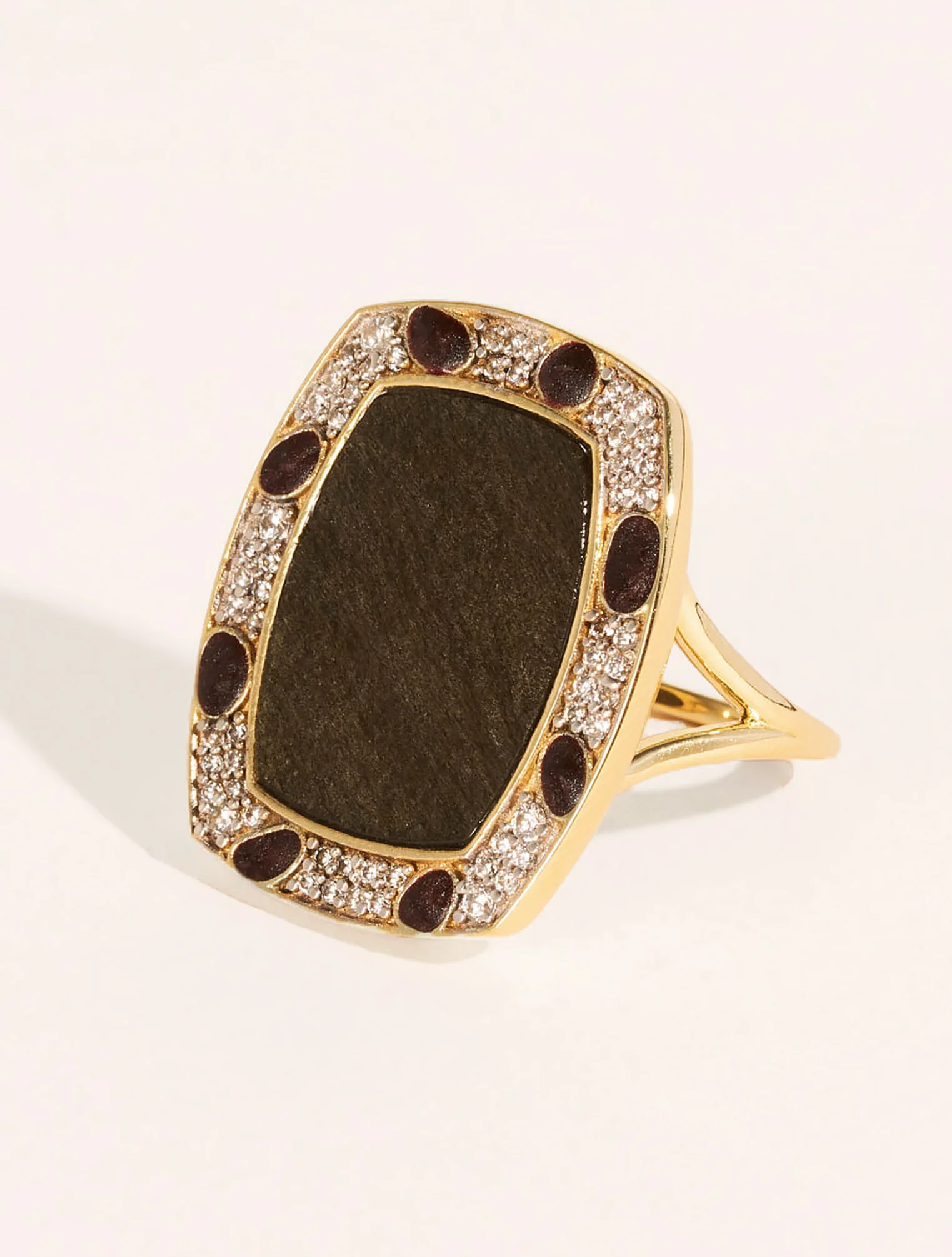Bague Ranee - Obsidienne Dorée