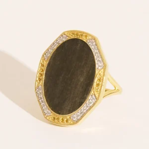 Bague Sinaï - Obsidienne dorée
