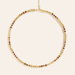 Collier Rivière - Zircons jaune et grenat