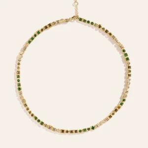 Collier Rivière - Zircons verts