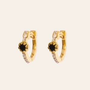 Mini Créoles Rive D'or serties - Zircons noirs