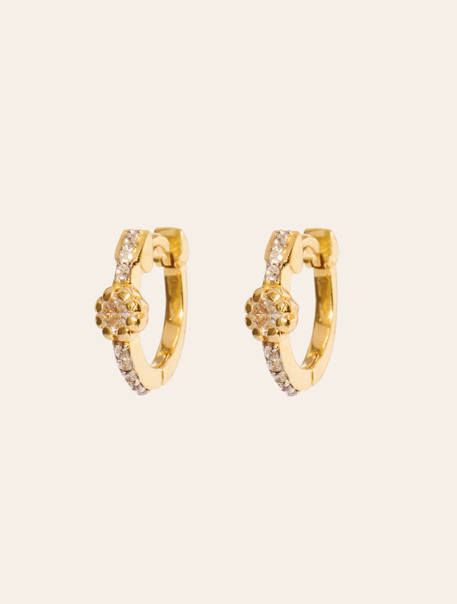 Mini Créoles Rive D'or serties - Zircons blancs