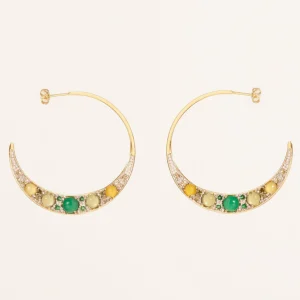 Boucles d'oreilles Mirage - Onyx Vert, Prehnite & Citrine