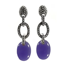 Boucles d'oreilles en jade lavender et marcassites - Métron
