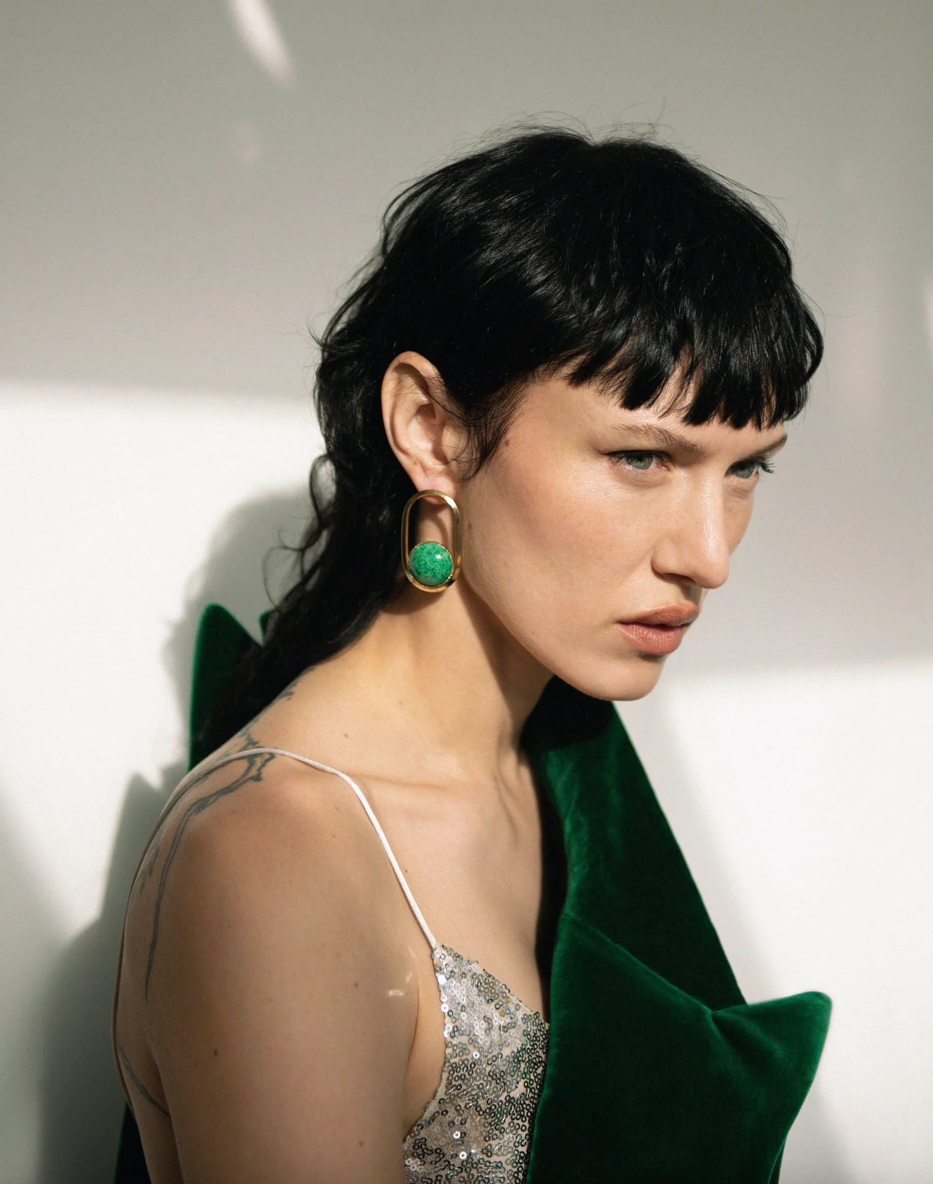 Boucles d'oreille 70 malachite- Isabelle Michel – Image 2
