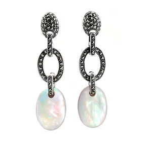 Boucles d'oreilles en nacre et marcassites - Métron