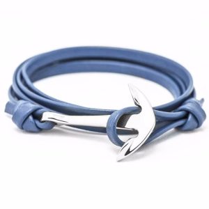 Bracelet femme ancre bleu argent