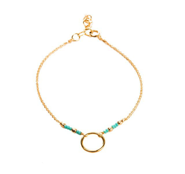 Bracelet cercle or turquoise