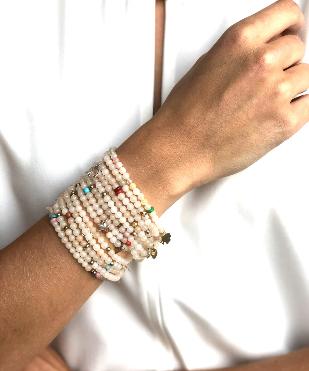 Bracelets agates blanches et charms Lucky 13 - Lara Curcio Jewelry – Image 2