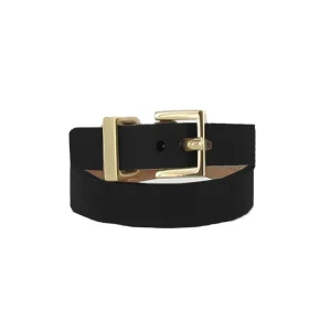 Bracelet double tour noir cuir boucle métal - Maison Boinet