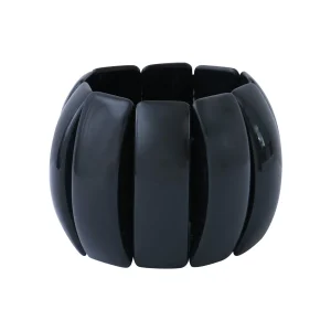 Bracelet Vera en acétate noir monté sur cable elastique
