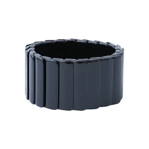 Bracelet Vera en acétate noir monté sur cable elastique